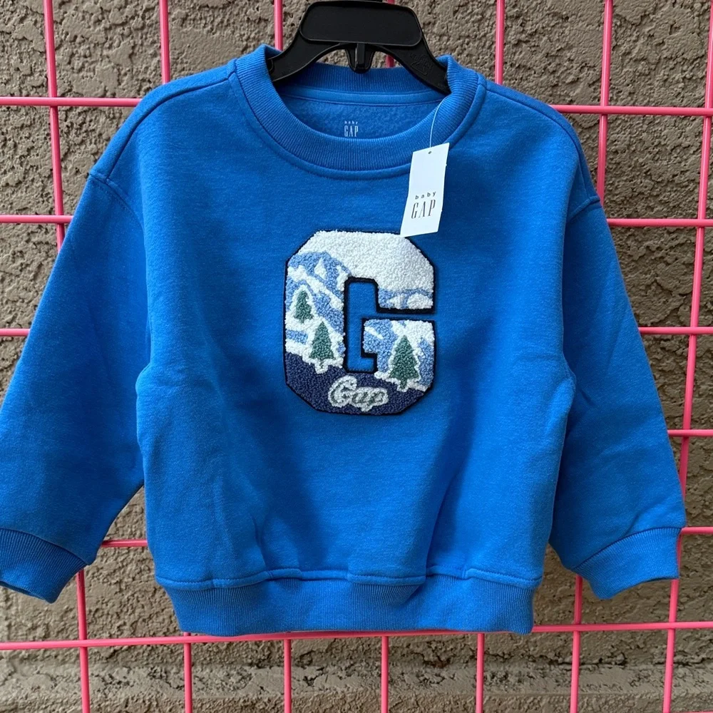 New GAP Kids Blue 'G' 3D Logo Sweatshirt